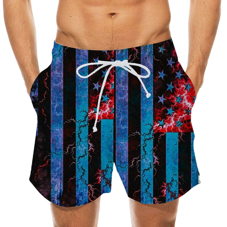 American Flag Board Shorts Men 2023,Summer Big and Tall Swim Trunks,Mens  Hawaiian Surf Beach Shorts Casual Flower Elastic Waist Drawstring Shorts