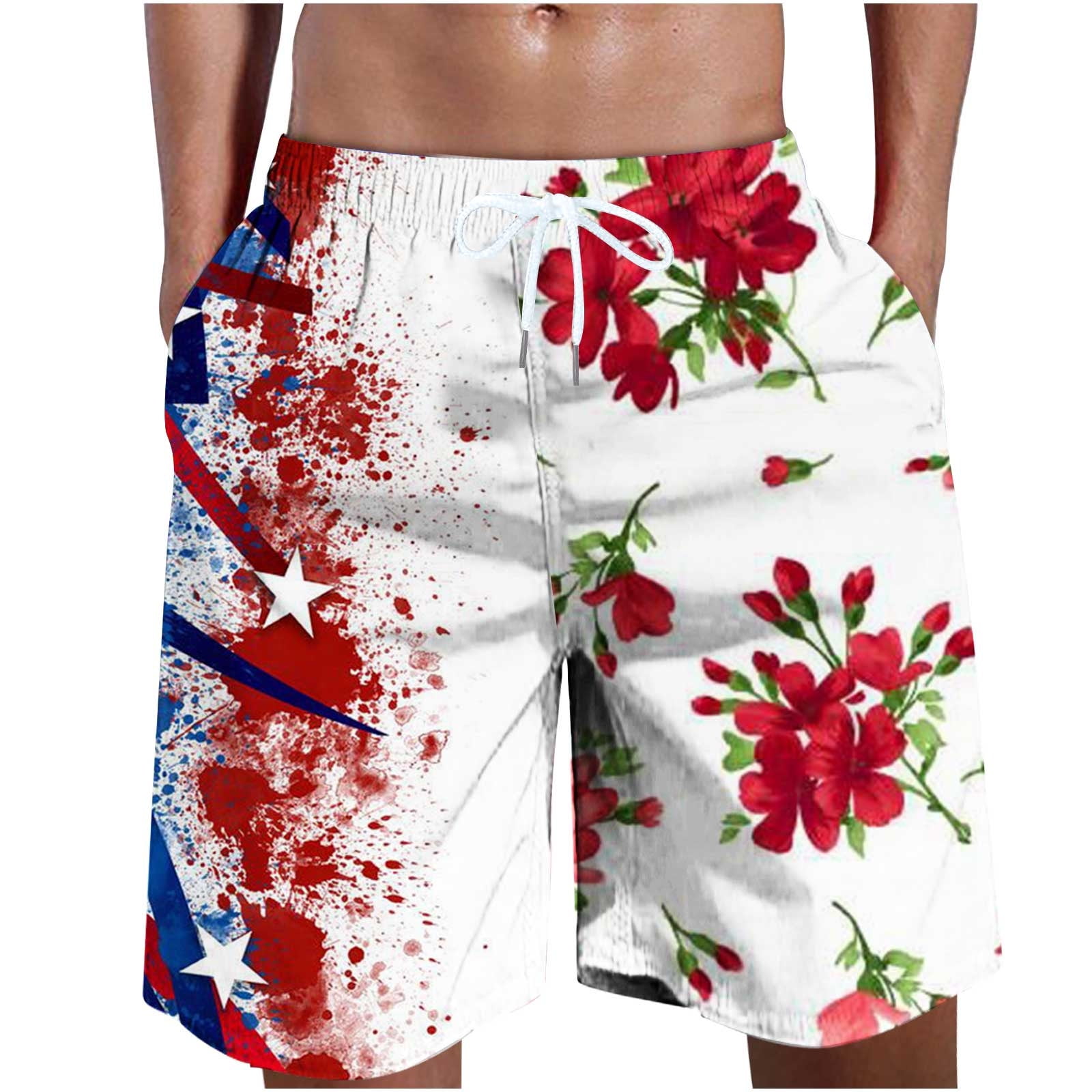 American Flag Board Shorts Men 2023,Summer Big and Tall Swim Trunks