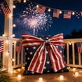 thumbnail image 1 of American Flag Bow Decorative Pillow Covers 18x18 Inch, Patriotic Stars and Stripes Linen Throw Pillow Cases for 250th Independence Day, Memorial Day, 4th of July Home Decor, 1 of 6