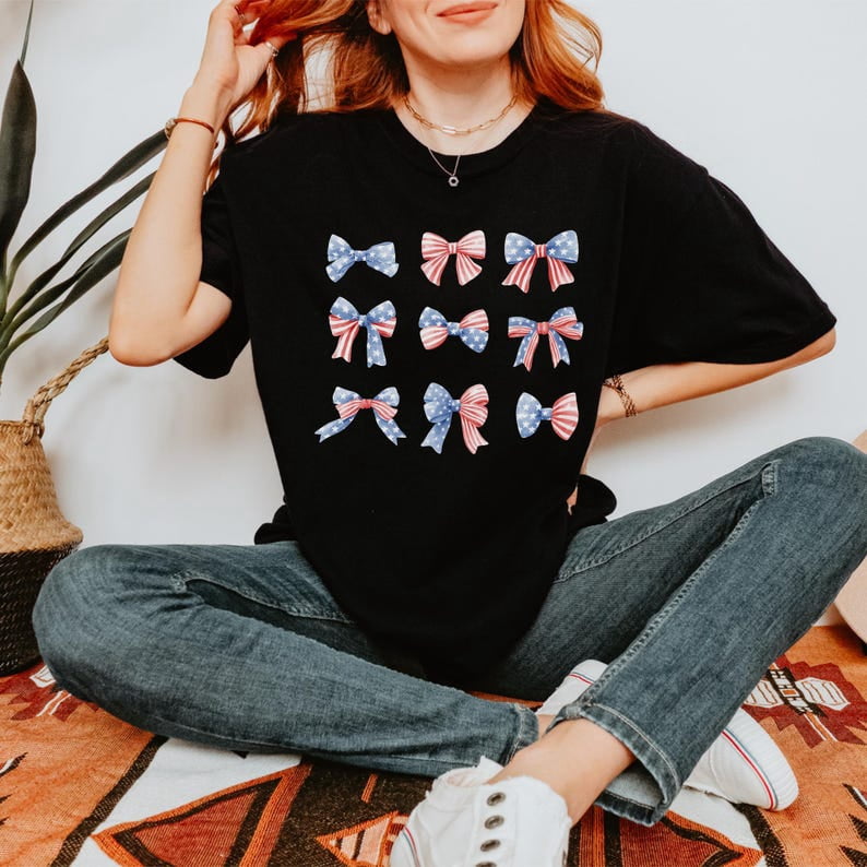 AMERICA Bow Cherry Crewneck T Shirt