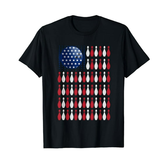 American Flag Bowling Shirt | Bowler Gifts For Bowling Team Men Women T-Shirt
