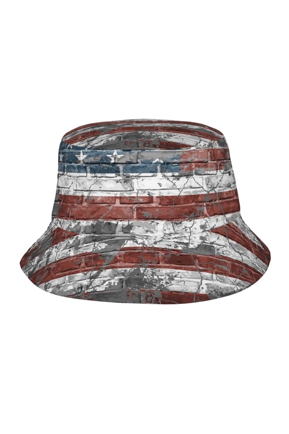 American Flag Brick Unisex Bucket Hat, Upf 50+ Sun Protection, Packable & Foldable Fisherman Hat For Men & Women, Lightweight Uv Sun Hat For Beach, Fishing, Hiking, Camping