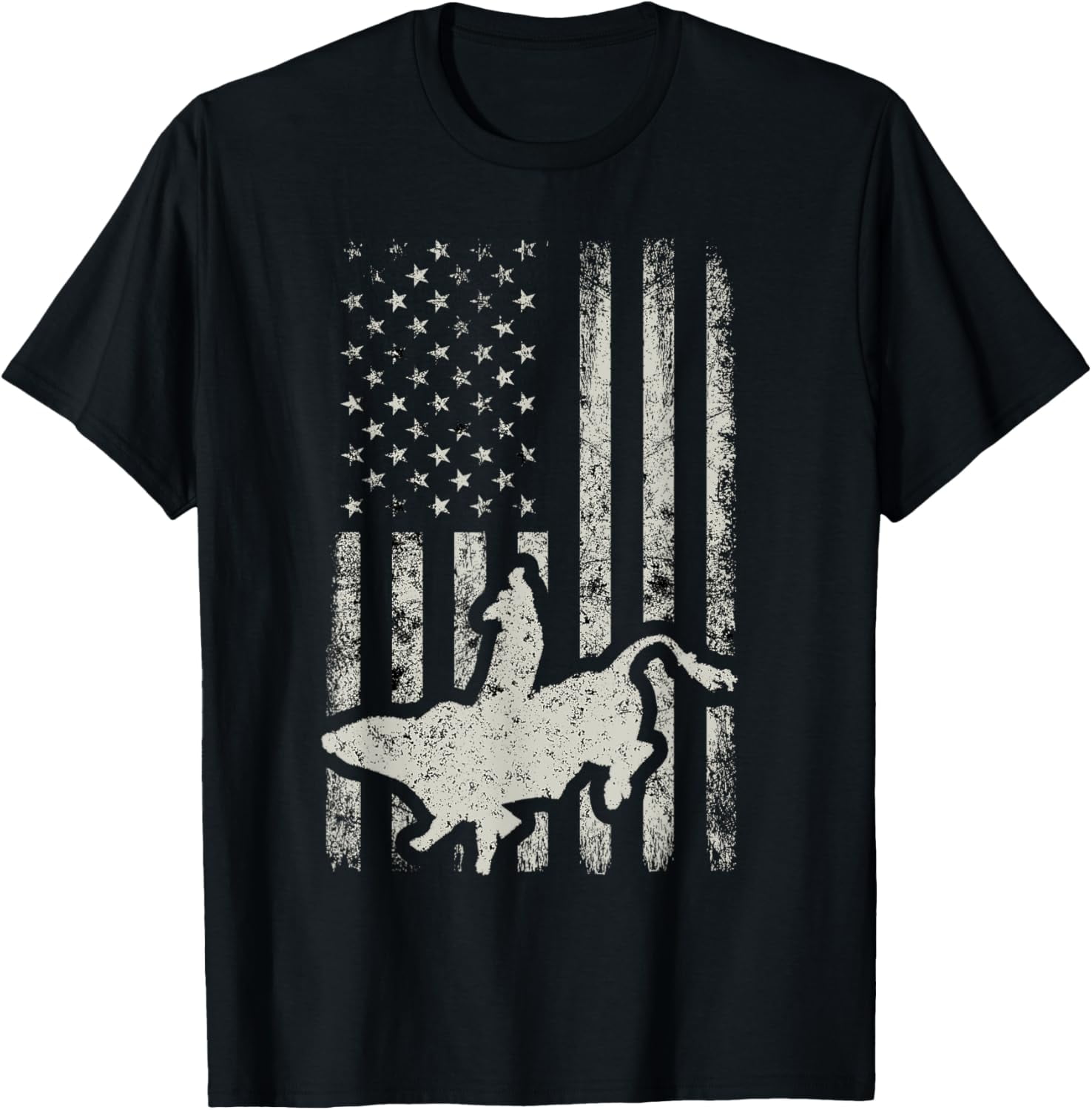 American Flag Bull Riding Cowboy Gift for Men Rodeo T-Shirt men and ...