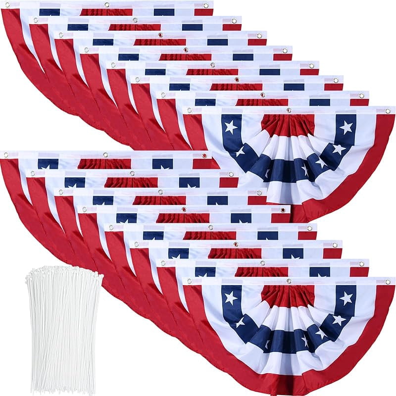 Confezione 2 Bandiere USA A Ventaglio Trade Winds - 1,5x3 Piedi (18x36) - Poliestere 100%