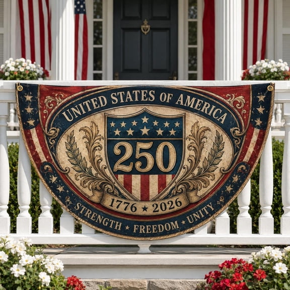 American Flag Bunting Vintage Patriotic Shield Banner Gift For Veterans And History Buffs US 250th Semiquincentennial Independence Day 2026