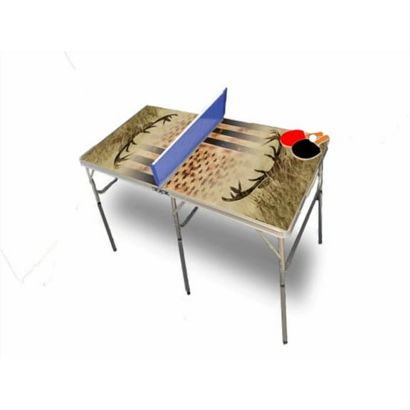 American Flag Burnt Deer Portable Table Tennis Ping Pong Folding Table w/Accessories