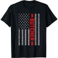 thumbnail image 1 of American Flag Butcher US Flag Vintage Tee For Men Dad T-Shirt, 1 of 4