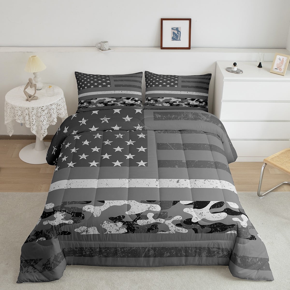 American Flag Camo Comforter Set Military Camouflage Bedding Comforter ...