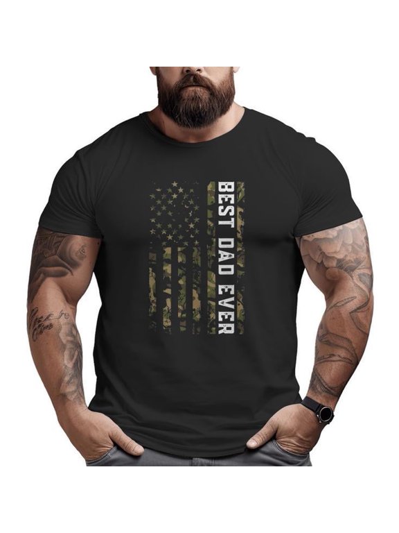 American Flag Camo Father's Day Best Dad Patriotic Father's Day Big and Tall Men T-shirt