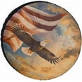thumbnail image 1 of American Flag Camping Spare Tire Cover Independence Memorial Day Camping Wheel Protectors Tyre Covers Weatherproof Wheel Covers for Fit for SUV Truck Travel Trailer, 1 of 10