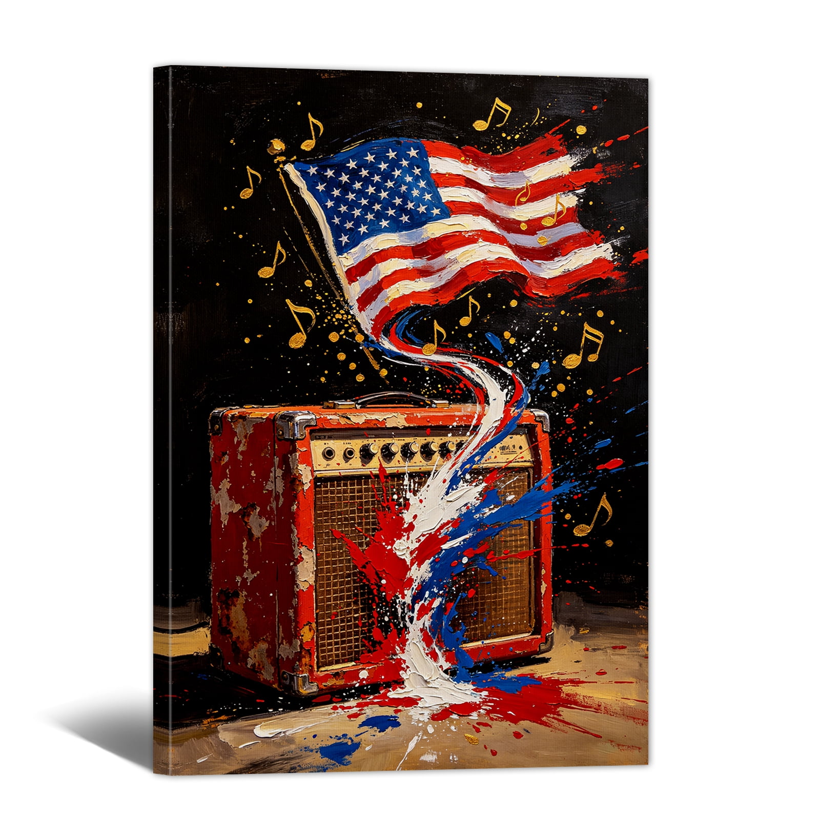 American Flag Canvas Wall Art - 4th of July Canvas Prints, Urban Street ...