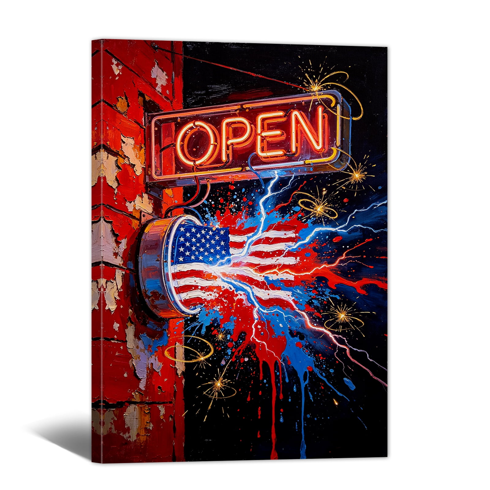 American Flag Canvas Wall Art - 4th of July Canvas Prints, Urban Street ...