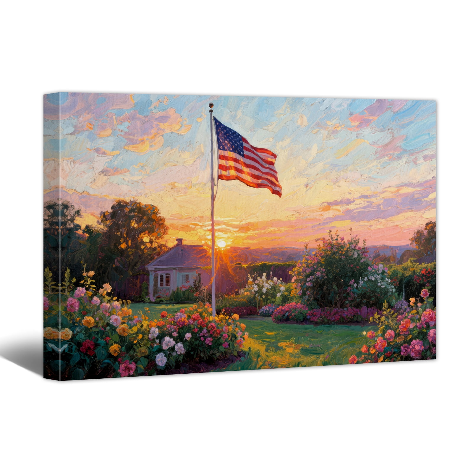 American Flag Canvas Wall Art - 4th of July Patriotic Canvas Print ...