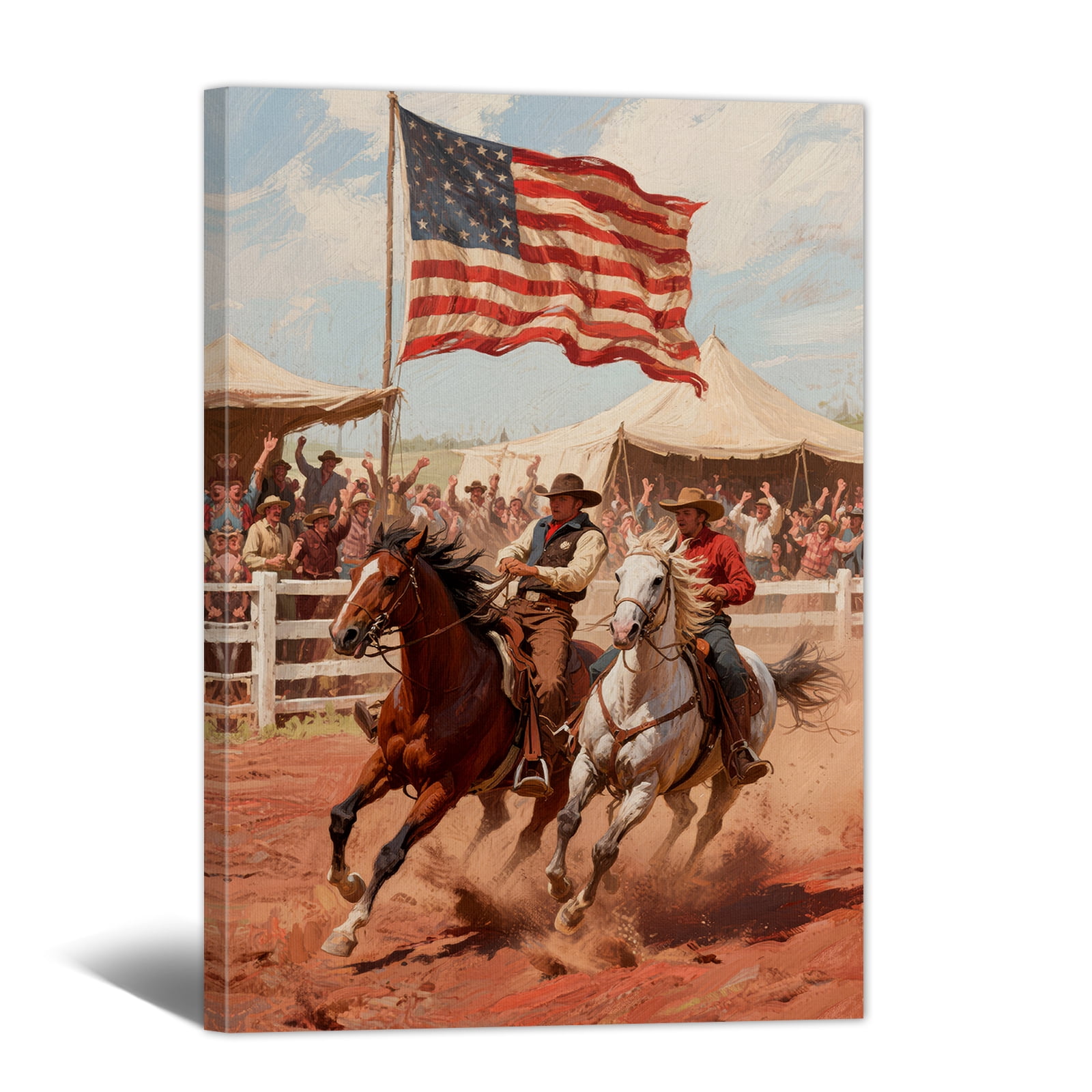 American Flag Canvas Wall Art - 4th of July Patriotic Canvas Print ...