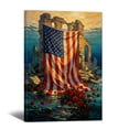 thumbnail image 1 of American Flag Canvas Wall Art, 4th of July Patriotic Canvas Print, Vintage Landscape Paintings for Modern Home Living Room Bedroom Office Decor, 1 of 7