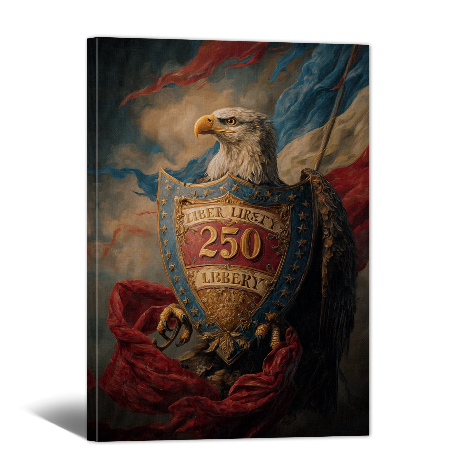 American Flag Canvas Wall Art - Bald Eagle Canvas Print 4th of July ...