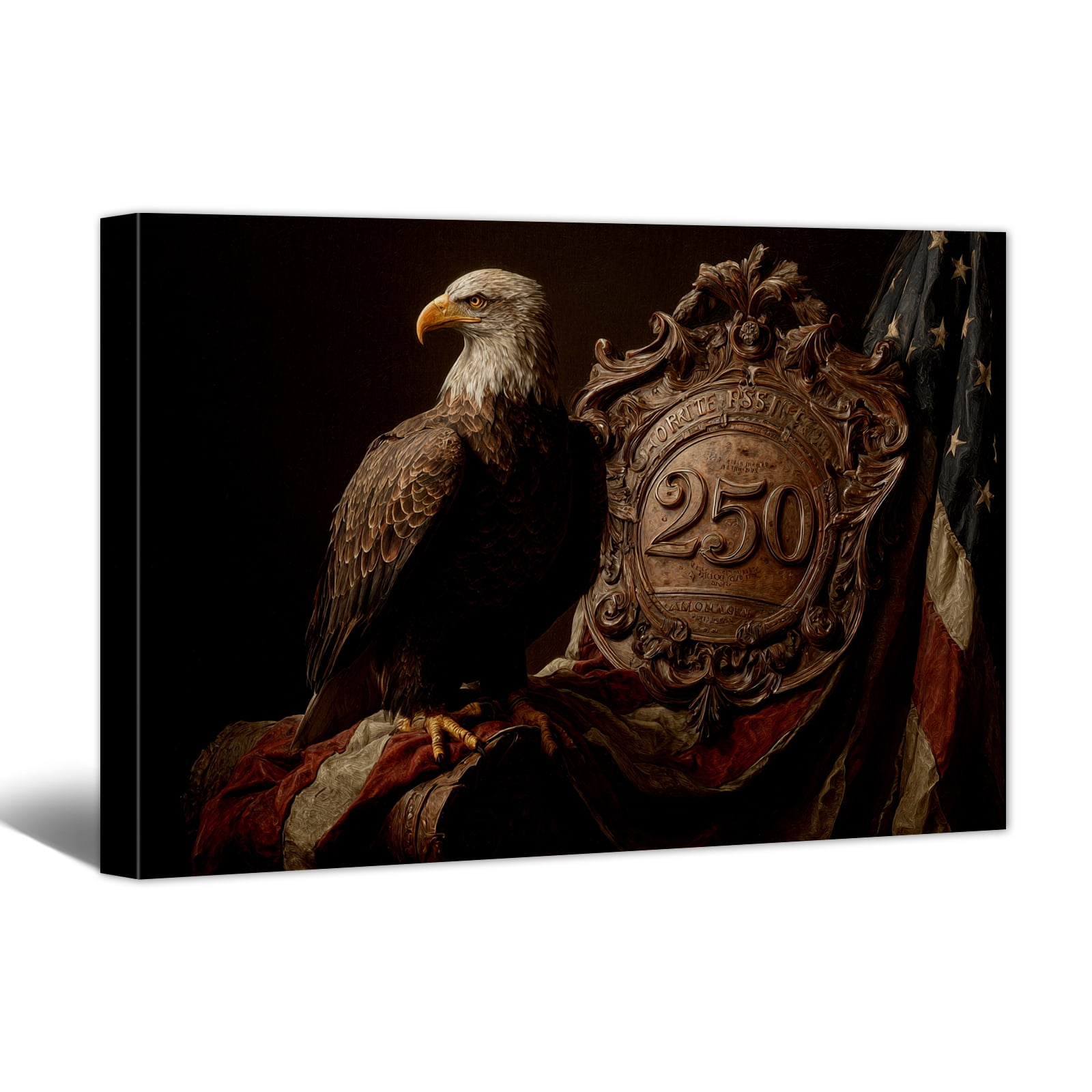 American Flag Canvas Wall Art - Bald Eagle Canvas Print 4th of July ...
