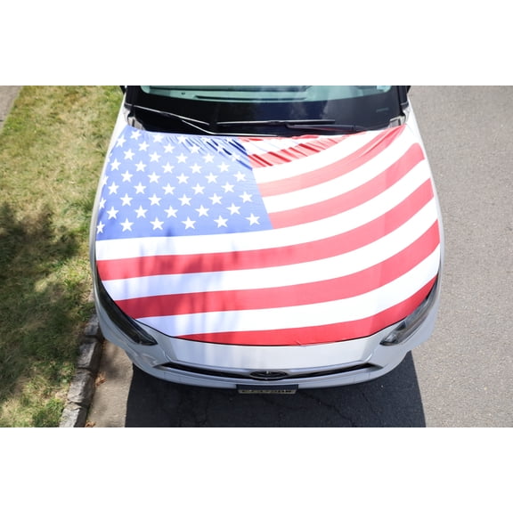 American Flag Car Hood Cover, Patriotic Auto Hood Protector, Stars and Stripes Design