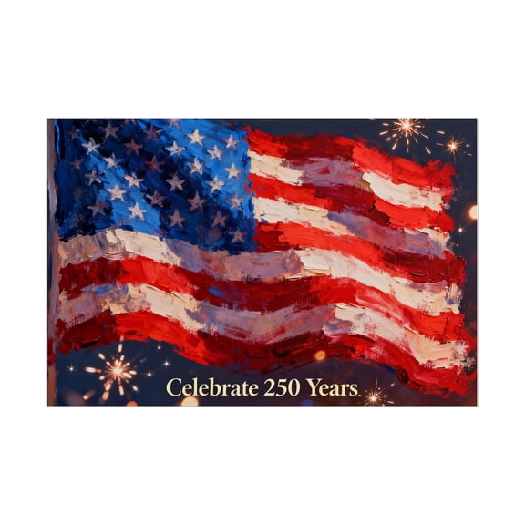 American Flag Celebrate 250 Years Independence Day Bicentennial Unframed Paper Poster 8x10in