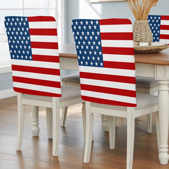 American Flag Chair Back Covers, Men Police Law Enforcement Removable Chair Covers for Dining Chairs Set of 4, Washable Chairs Slipcovers Back Seat Protector for Wedding Party 19"x20"