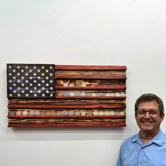 American Flag Challenge Display Handmade Memorial Display Stand Tabletop Display Stand Memorial Day Ornament,Storage Rack