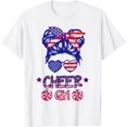thumbnail image 1 of American Flag Cheer Girl 4th July USA Patriotic Cheerleader T-Shirt, 1 of 4