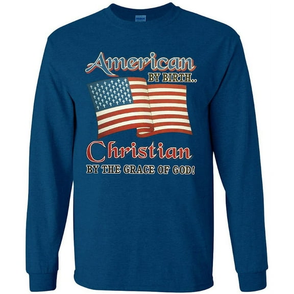 American Flag Christian T-shirt Long Sleeve Mens