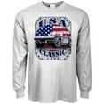 thumbnail image 1 of American Flag Classic Cars Dad Gifts T-shirt Long Sleeve Mens, 1 of 1