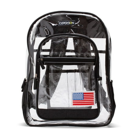American Flag Clear Backpack (Black)