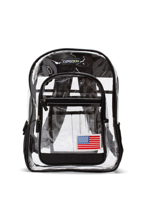 American Flag Clear Backpack (Black)
