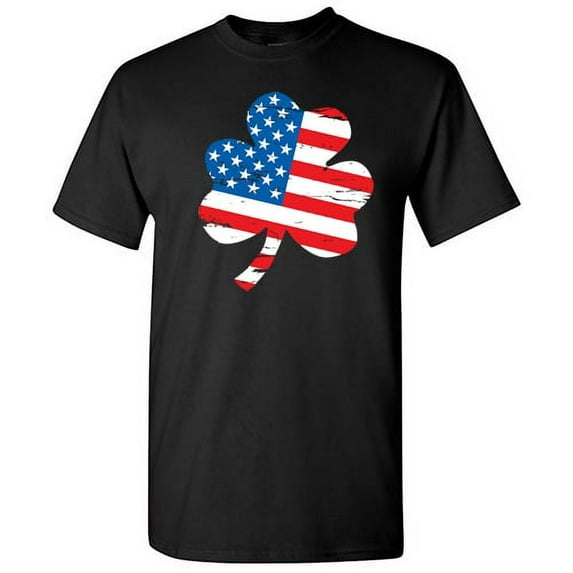 American Flag Clover Mens Tee St Saint Patricks Day Gift Sarcastic Humor Novelty Funny T Shirt