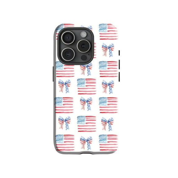 American Flag Collage Phone Case Patriotic Bow Coquette Aesthetic Artwork for iPhone 17 16 15 14 13 12 11 Pro Max
