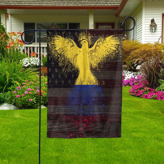 American Flag- Colombian Flag Colombia US Friendship Forever July 4 Decoration Garden Flag, Double-Sided Decorative Outdoor Flag, Patriotic Polyester Yard Flag 12 x 18 in