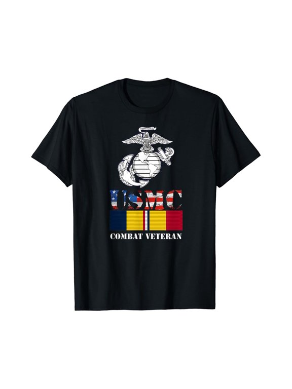 American Flag Combat Action Ribbon Graphic T-Shirt