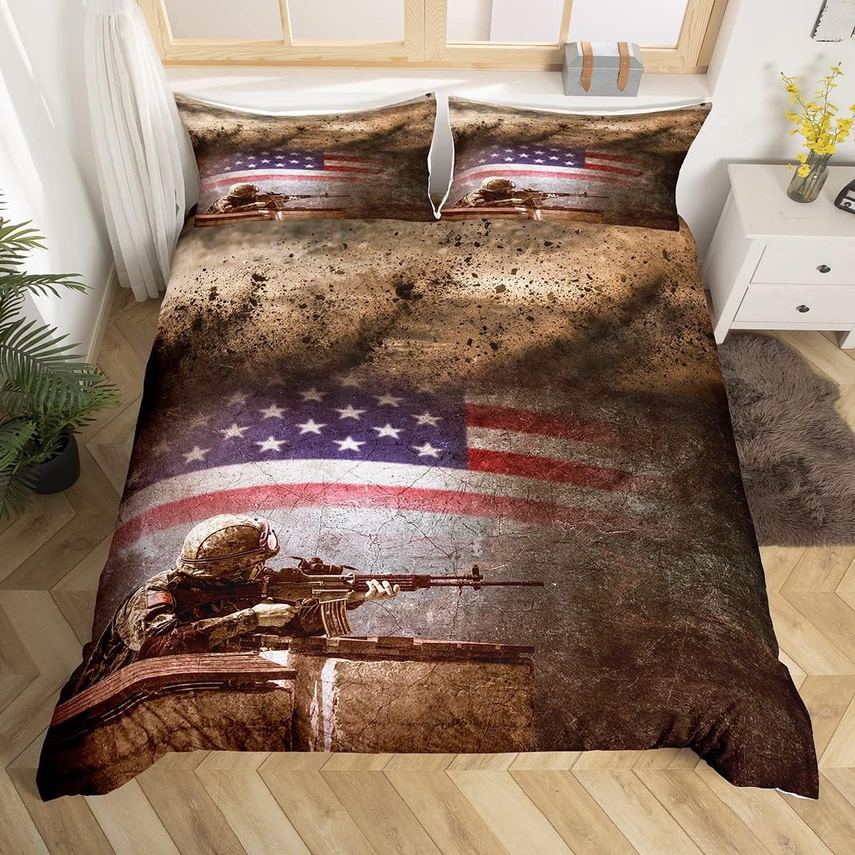 American Flag Comforter Cover Military Camouflage Soldier Bedding Set