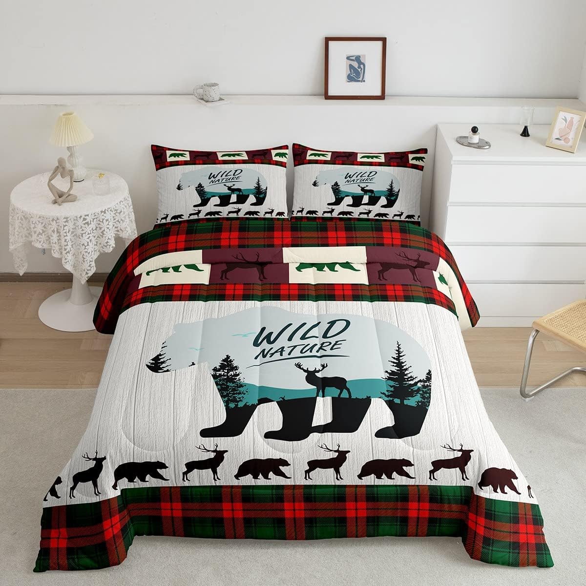 American Flag Comforter Set King,Kids Boys Navy Blue Deer Antlers Camo