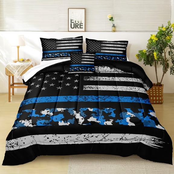 American Flag Comforter Set King Size Military Bedding 4Pcs Camouflage Bedding Set Queen Size Flag Camo Comforter Set Soft Lightweight Army Comforter Bedding Set for All Season