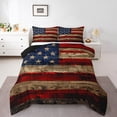 thumbnail image 1 of American Flag Comforter Set Queen Size Gift,Wooden Planks Painted as USA Flag Patriotic Country Style,Room Decorative Quilt Set,Ultra Soft, 1 of 7
