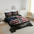 thumbnail image 1 of American Flag Comforter Set for Teen Camo Black White USA Flag Bed Comforter Set 3 Pieces, The Cross Theme Bedding for Devout Protestant Religious Patriotic Style Duvet Insert Queen Size, 1 of 6