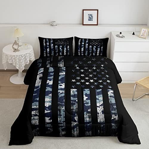 American Flag Comforter Set Twin Army Gun Bedding For Adults Men Stars Stripes Grunge Military