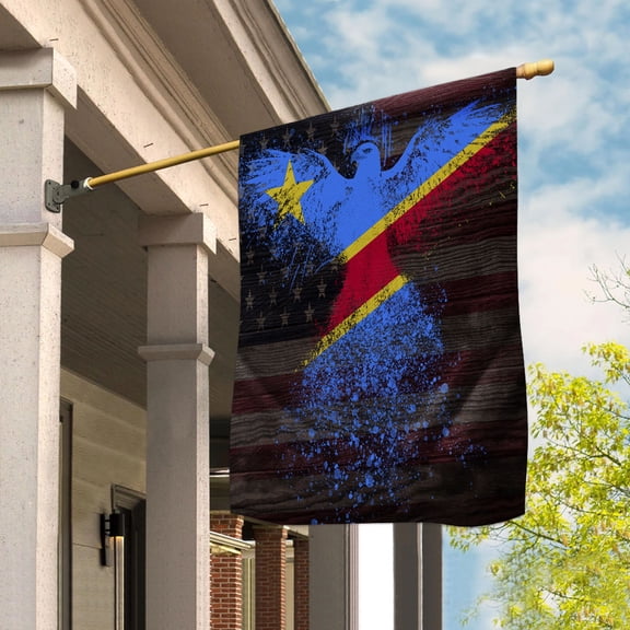 American Flag- Congolese Flag Democratic Republic Of The Congo US Friendship Forever July 4 Decoration House Flag (29.5x39.5) Double Sided-USA Flags Premium Polyester-Decorative Indoor Outdoor Flag