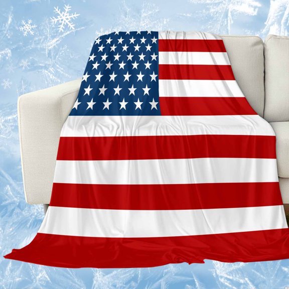 American Flag Cooling Blanket for Hot Sleepers, Soft Breathable Cool Summer Blanket for Night Sweats, Blue Red USA Flag Lightweight Ice Silk Sofa Throw Blankets All Season 30"x40"