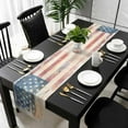 thumbnail image 1 of American Flag Cotton Linen Small Table Runner 13 x 36 inch Rustic Star Stripes USA Flag Retro Non-slip Rectangular Dining Table Decor for Wedding Party Holiday Dinner, 1 of 8