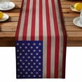 thumbnail image 1 of American Flag Cotton Linen Table Runner for Dining Kitchen, USA Flag Retro Wedding Outdoor Party Tablerunners Decoration, Dresser Scarf Coffee Tablecloth Runners 13x108 Inches, 1 of 9