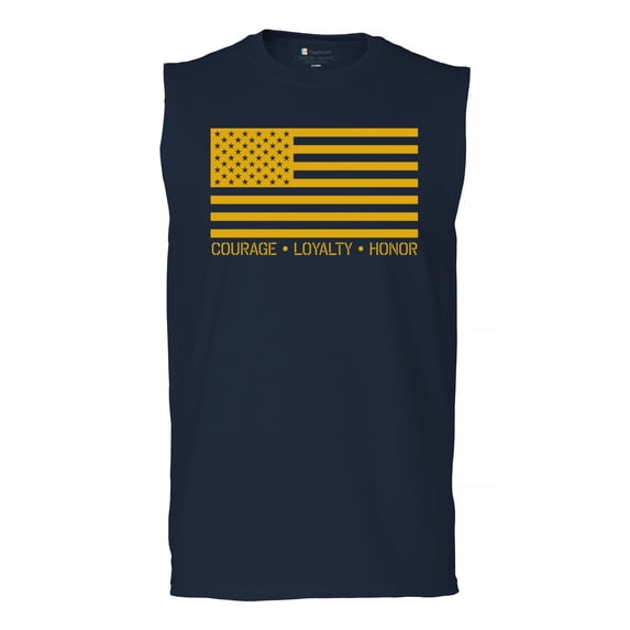 American Flag Courage Loyalty Honor Muscle Shirt USA Military Proud Army Veteran's Day DD 214 RED Friday Men's