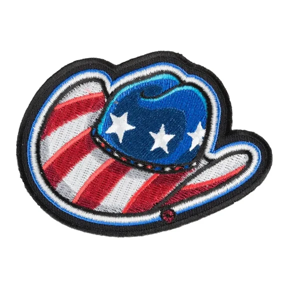 American Flag Cowboy Hat, Red, White. Blue, Patch, Western Patches Manufactured by PatchStop