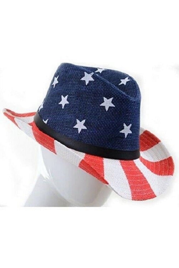 American Flag Cowboy Hat Stars Stripes USA Western Patriotic Cowgirl - New with box/tags