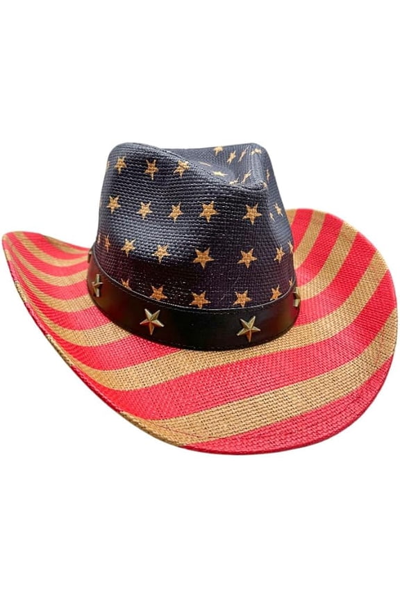 American Flag Cowboy Hat, USA Vintage Western Fourth of July Party Parade Concert Rodeos Patriotic Unisex