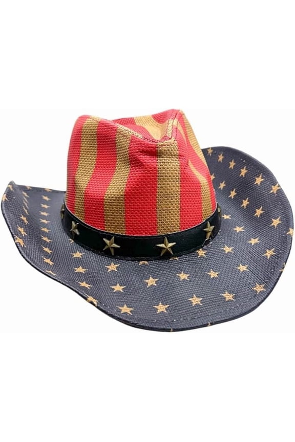 American Flag Cowboy Hat, USA Vintage Western Fourth of July Party Parade Concert Rodeos Patriotic Unisex
