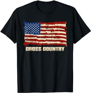 American Flag Cross Country - Patriotic US Cross Country T-Shirt ...